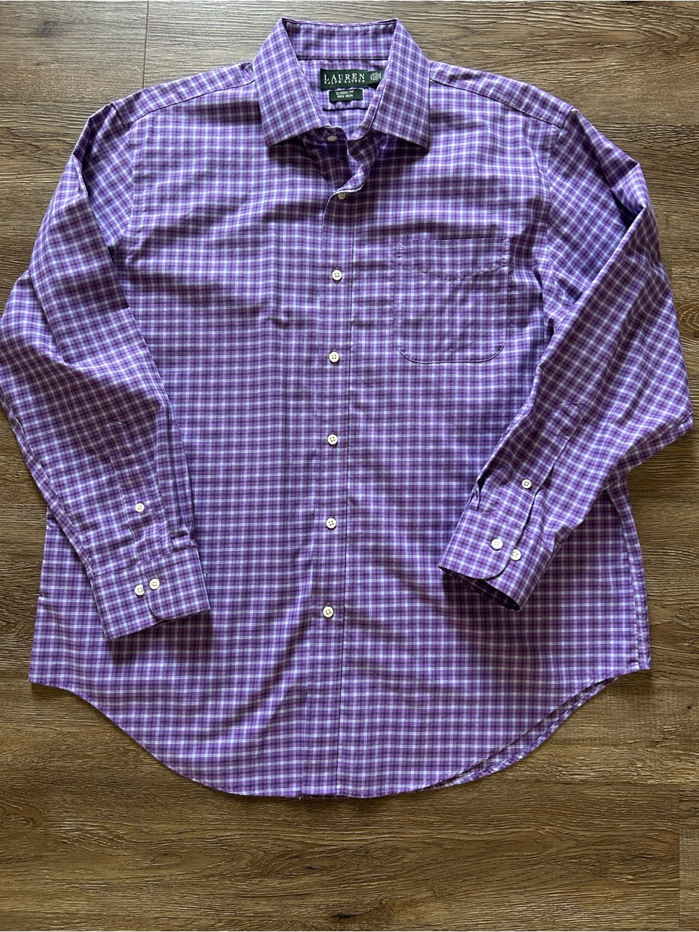 Ralph Lauren Purple Plaid Button-Down Dress Shirt - Men